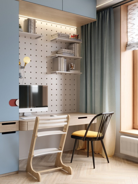 Лучший проект 2023 года: квартира 104 м² с красивой голубой кухней