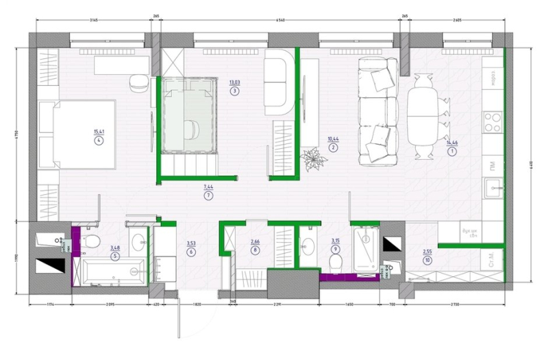 Интерьер трехкомнатной квартиры 76 м², который понравится многим